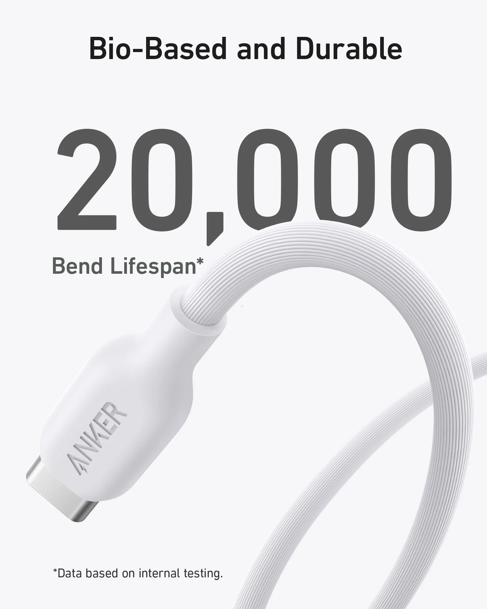 كيبل أنكر 554 مصنوع من مواد طبيعية ومتين USB-C إلي USB-C مقاس 6 اقدم | أبيض كيبل أنكر 554 مصنوع من مواد طبيعية ومتين USB-C إلي USB-C مقاس 6 اقدم | أبيض